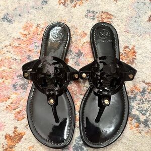 Tory Burch Black Patent Leather Miller Sandal